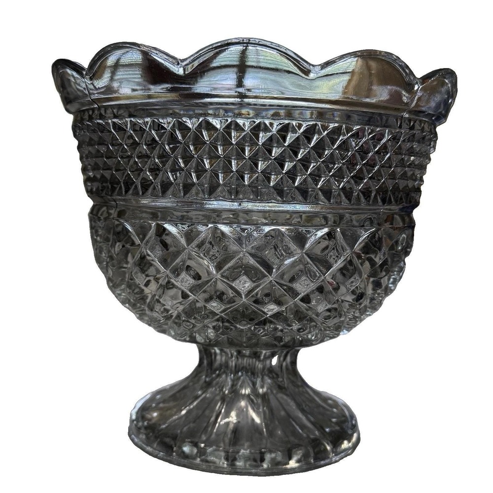 Anchor Hocking Wexford Smoke Grey Center Piece Footed Ruffled Rim 7"